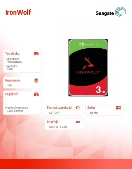IronWolf 3TB NAS Merevlemez Meghajtó