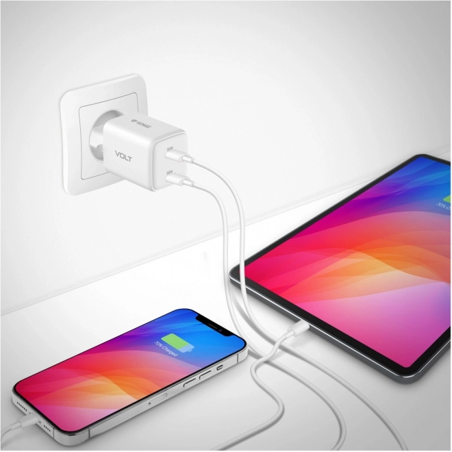 Dupla USB-C hálózati töltő 35W VOLT fehér