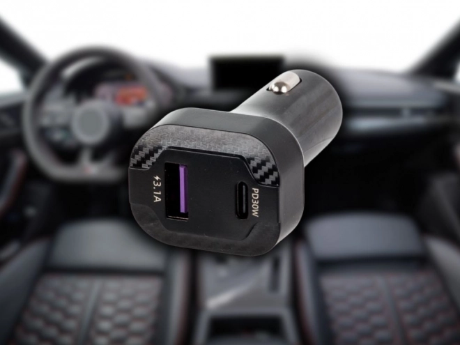 Sebesség USB-C és USB-A autós töltő RGB világítással