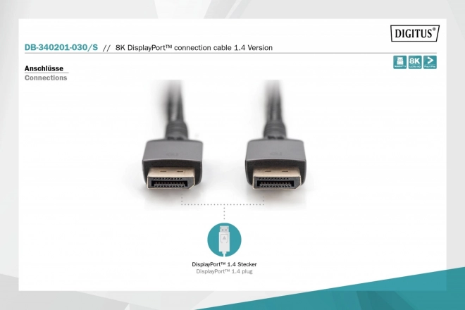 Premium DisplayPort 8K60Hz UHD DP kábel 3m fekete