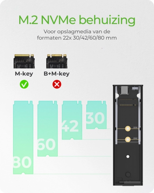 Külső SSD ház M.2 NVMe - Alumínium USB 3.2 (Gen2) Type-C