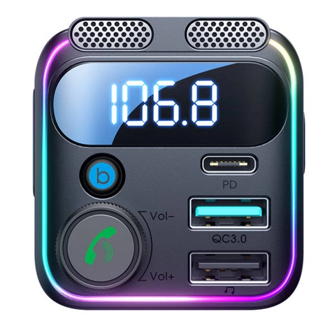 Autós FM Transmitter Joyroom Duál Mikrofonnal 48 W - Fekete