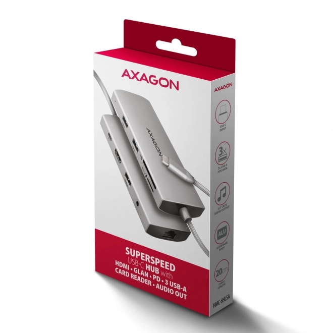 Multifunkciós USB-C HUB 9in1 - AXAGON