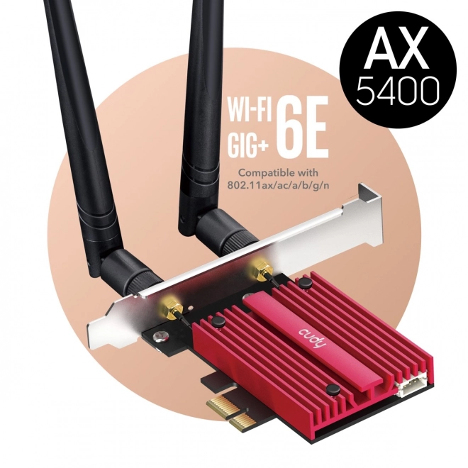 Tri-Band Wi-Fi 6 PCI Express hálózati kártya