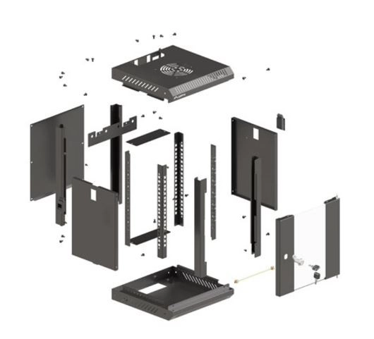 Fali rack szekrény 9U 300x300 fekete