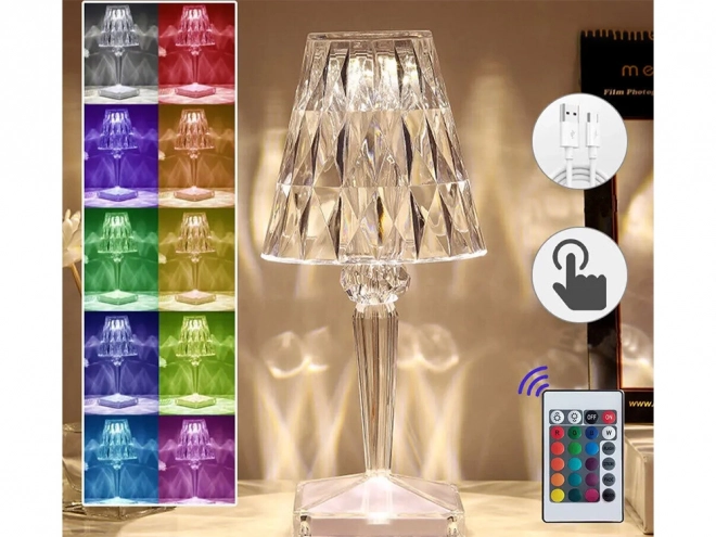 Kő kristály LED RGB éjjeli lámpa távirányítóval