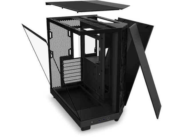 Fekete NZXT H6 Flow kompaktház ablakos kialakítással