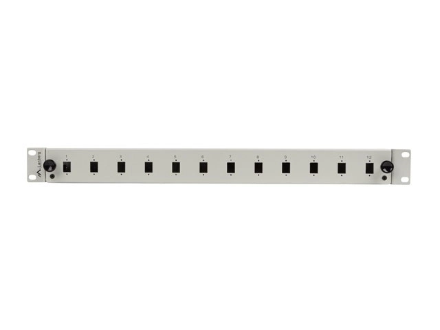 Szürke kihúzható rack száloptikai patchpanel 12 portos