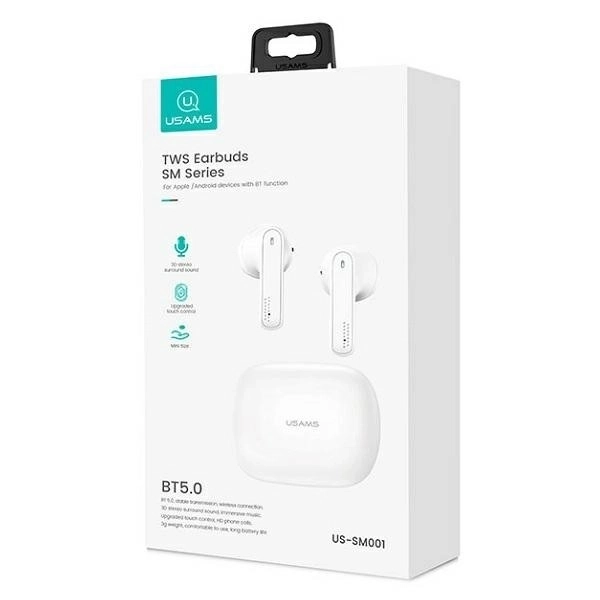 Vezeték nélküli Bluetooth fülhallgató USAMS TWS sorozat fehér