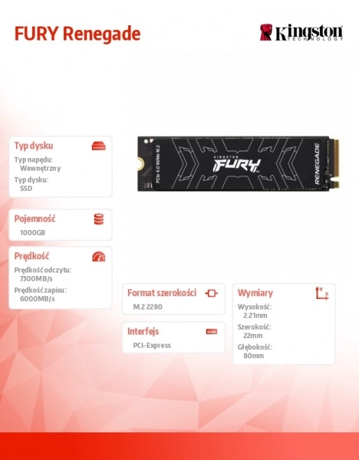 Kingston Fury Renegade SSD 1000 GB PCIe 4.0 NVMe M.2