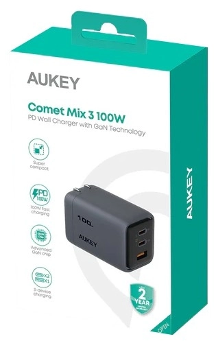 Aukey Gyors Töltő Comet Mix 3 három USB-vel 100W