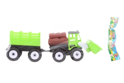 Traktor rakodóval és pótkocsival