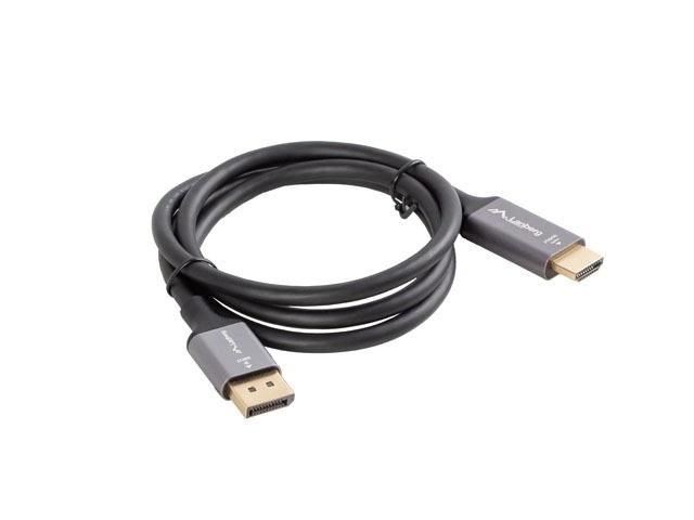DisplayPort - HDMI kábel 4K, fekete-ezüst, 1m