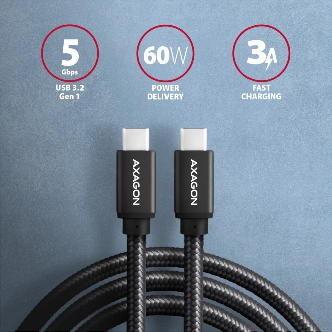 Gyors USB-C - USB-C adat- és töltőkábel 2m - AXAGON