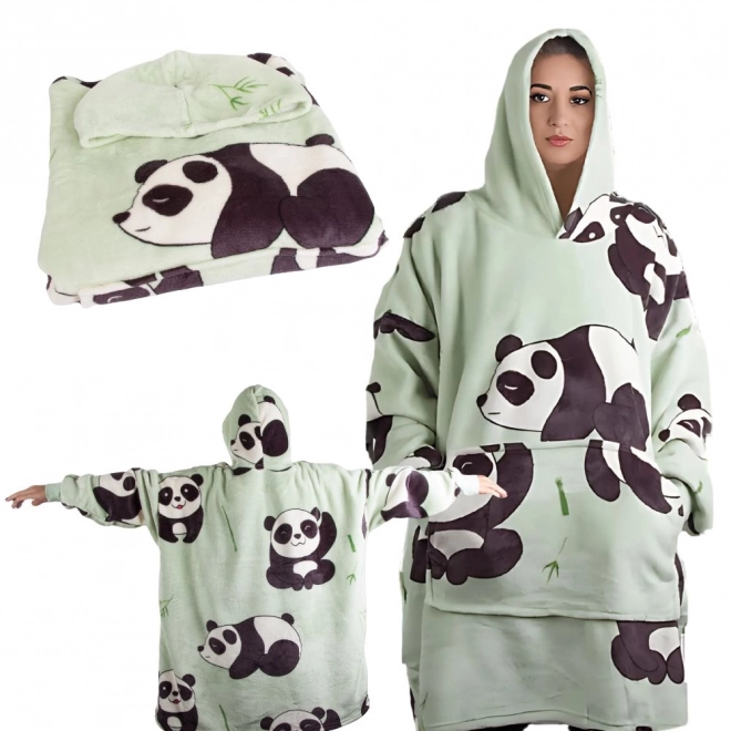 Puha panda takaró pulóver kapucnival