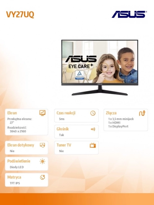 27 hüvelykes VY monitor 4K felbontással