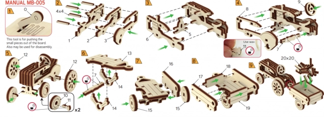 Fa 3D Puzzle - Traktor Modell Utánfutóval