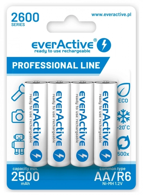 EverActive újratölthető AA akkumulátorok - 2600 mAh