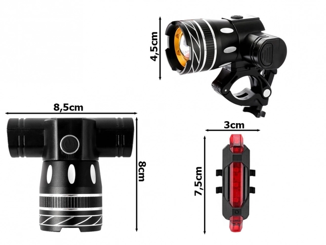 Led kerékpárlámpa szett első-hátsó T6