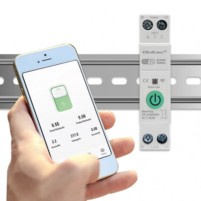 Wifi relé 63A din sínhez energiamérővel - Tuya Smart Life