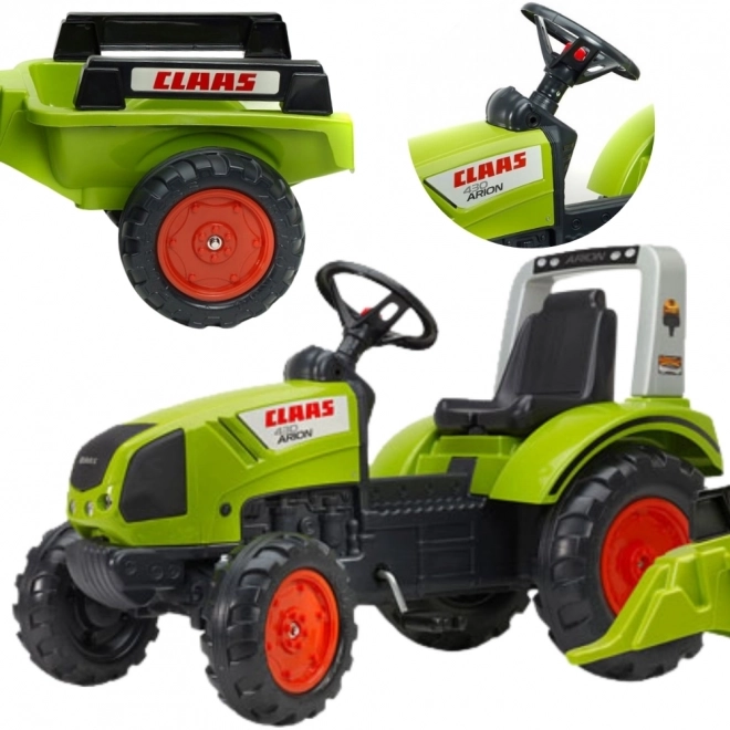 FALK Traktor pedálos Claas Arion 430 utánfutóval