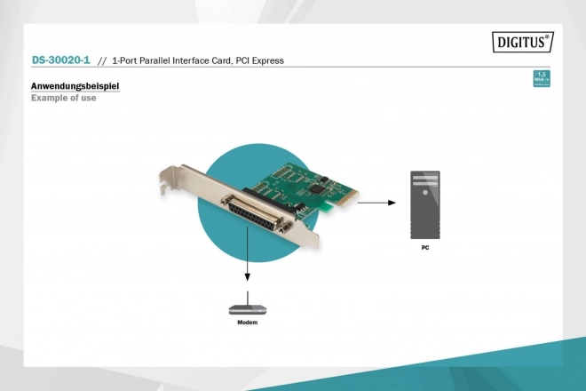 PCI Express LPT kártya 1xDB25 alacsony profilú