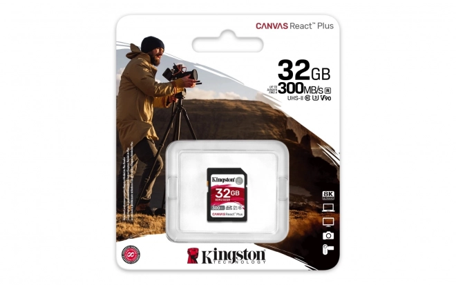 Kingston SD Canvas React Plus UHS-II 32GB memóriakártya