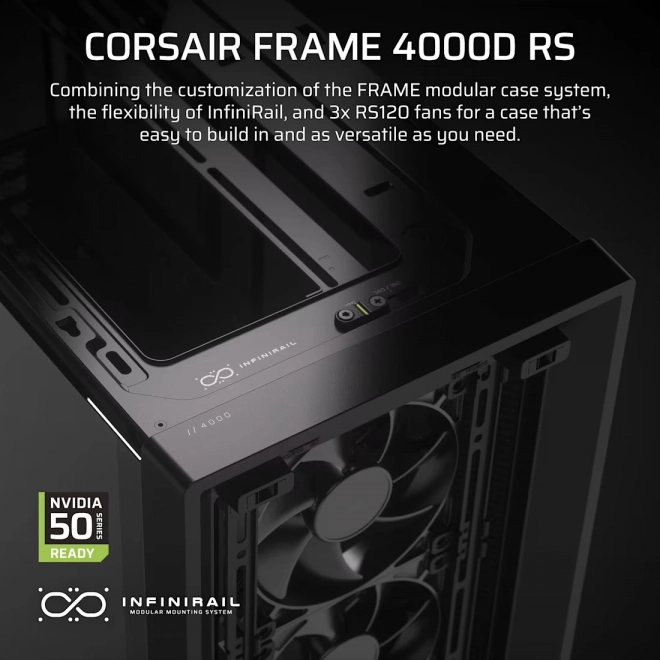 Fekete MIDI TOWER ház Corsair Frame 4000D RS