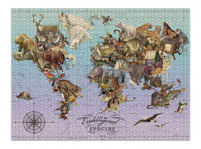 Veszélyeztetett fajok térképe puzzle 1500 darabos