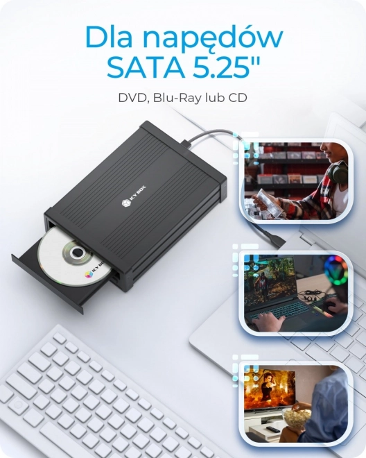 Elegáns fekete külső ház DVD/Blu-Ray lejátszókhoz