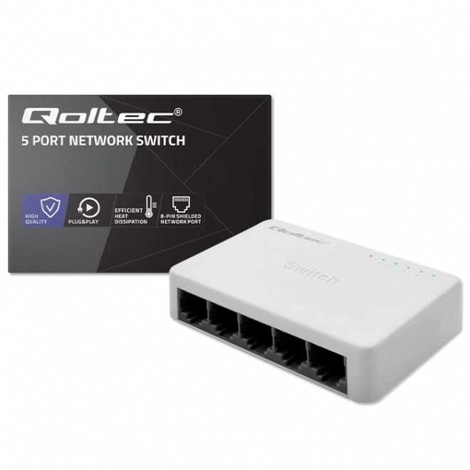 Qoltec hálózati kapcsoló 5 RJ45 porttal