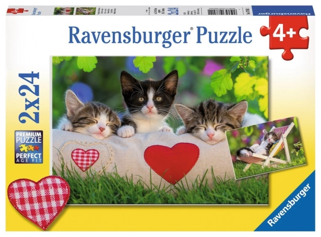 Ravensburger 2 az 1-ben puzzle - Álmos cicák