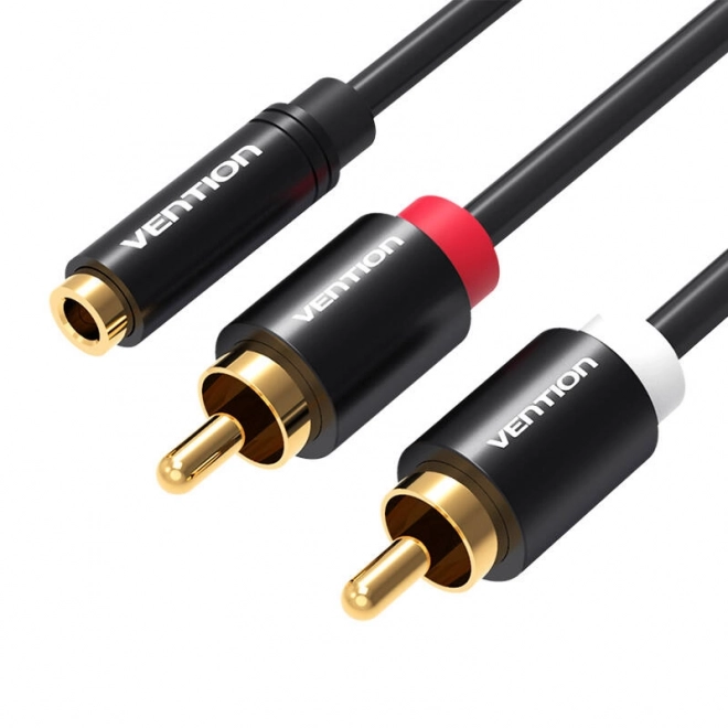 Vention audio kábel 3.5mm női - 2x RCA férfi, 1m, fekete