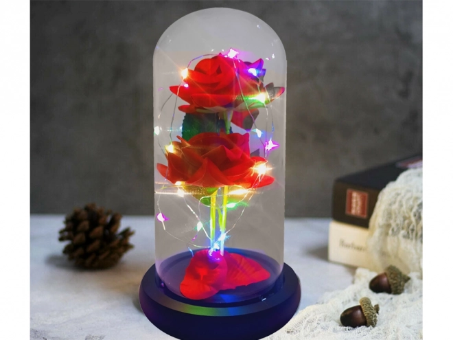 Örök rózsa üvegben LED RGB világítással