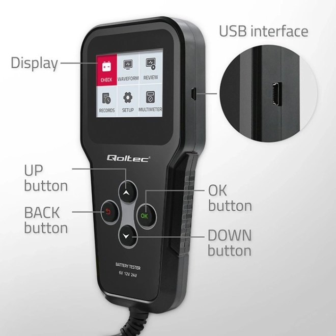 Digitális akkumulátor teszter LCD kijelzővel