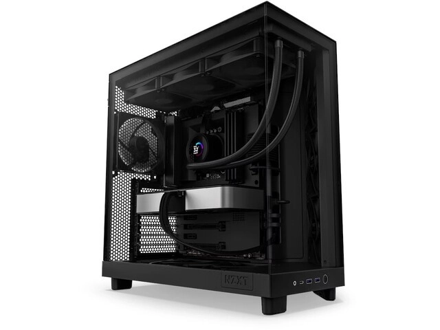 Fekete NZXT H6 Flow kompaktház ablakos kialakítással