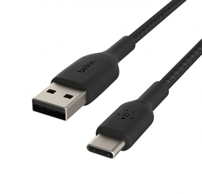 Fonott fekete USB-C USB-A kábel 3m