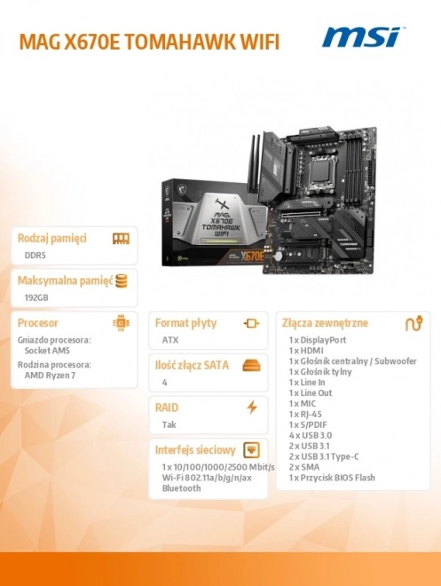 Tomahawk Wifi X670E alaplap
