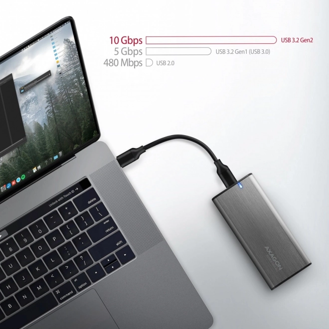 Univerzális külső alumínium burkolat M.2 NVMe & SATA SSD-hez USB-C 3.2 Gen 2 csatlakozóval