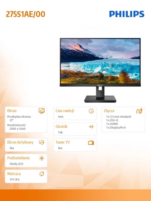 27 hüvelykes IPS monitor - DVI HDMI DP Pivot