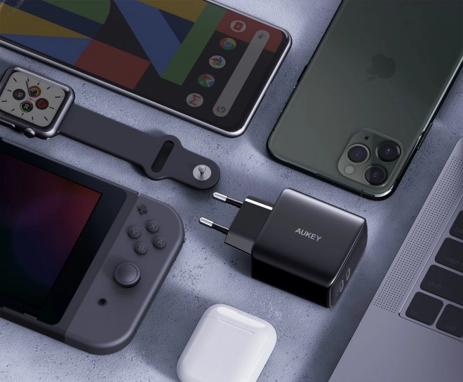 Aukey Omnia Duo kompakt GaN hálózati töltő 2x USB-C