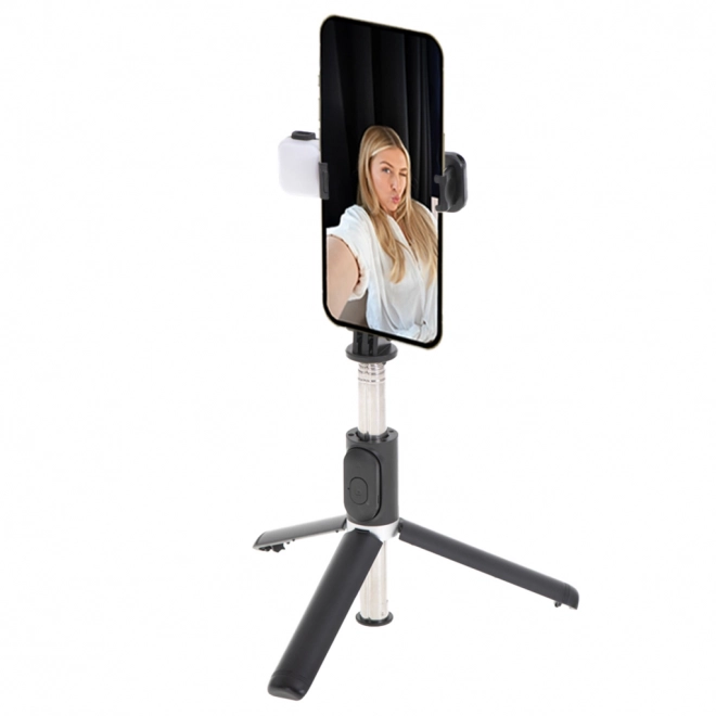 Selfie bot állvánnyal és LED lámpával fekete