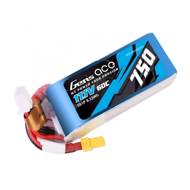 Gens Ace 750 mAh 11,1V 60C 3S1P lipo akkumulátor XT30 csatlakozóval