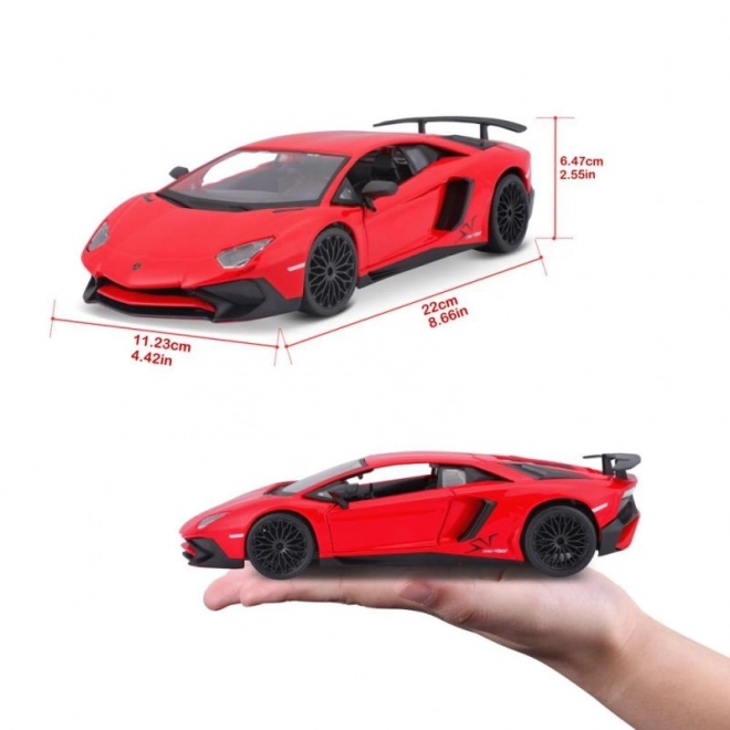 Bburago 1:24 Lamborghini Aventador LP 750-4 SV piros modellautó