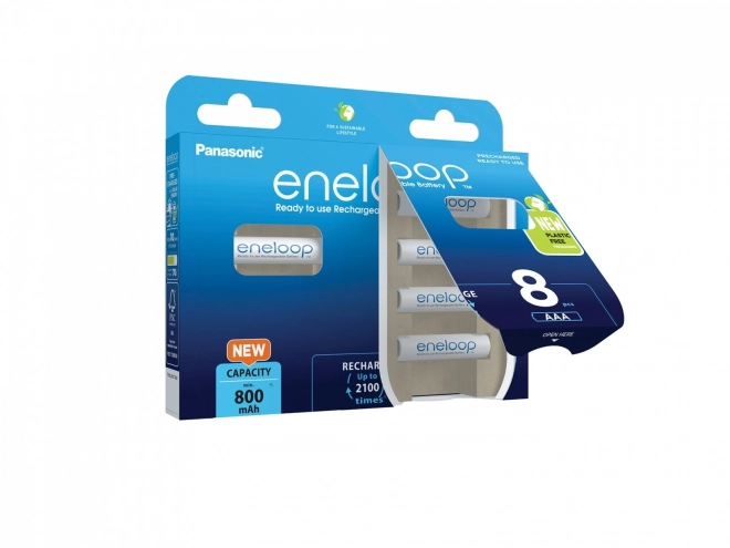 Újratölthető AAA Eneloop akkumulátorok 800 mAh - 8 darabos készlet