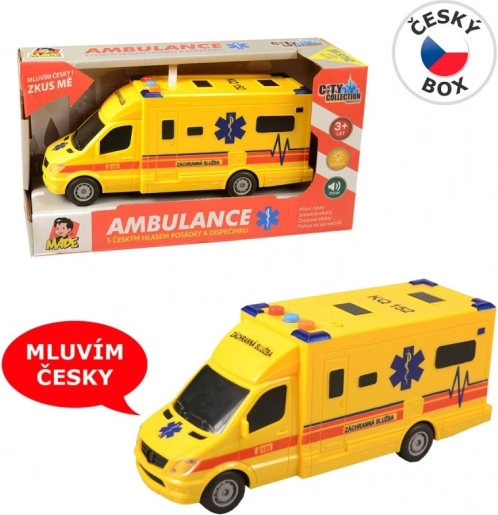 Lendkerekes mentőautó fénnyel és hanggal, 19 cm