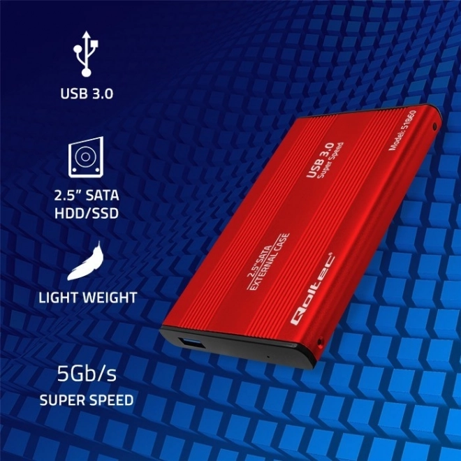 Külső burkolat 2.5" HDD/SSD SATA3 lemezekhez, USB 3.0, piros