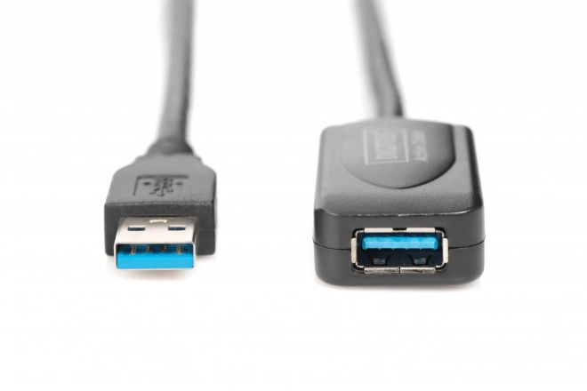 Aktív USB 3.0 SuperSpeed hosszabbító kábel, USB A/USB A, fekete, 5m