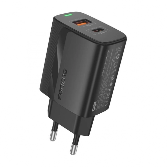 Foneng gyors töltő USB-A és USB-C csatlakozókkal, fekete