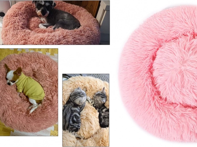 Bolyhos macskaágy puha kanapé párna 80 cm – Rózsaszín